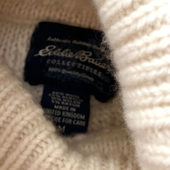 Eddie Bauer Wool Blend Cable Knit Turtleneck Sweater Ivory Women’s Size M - Picture 5 of 11
